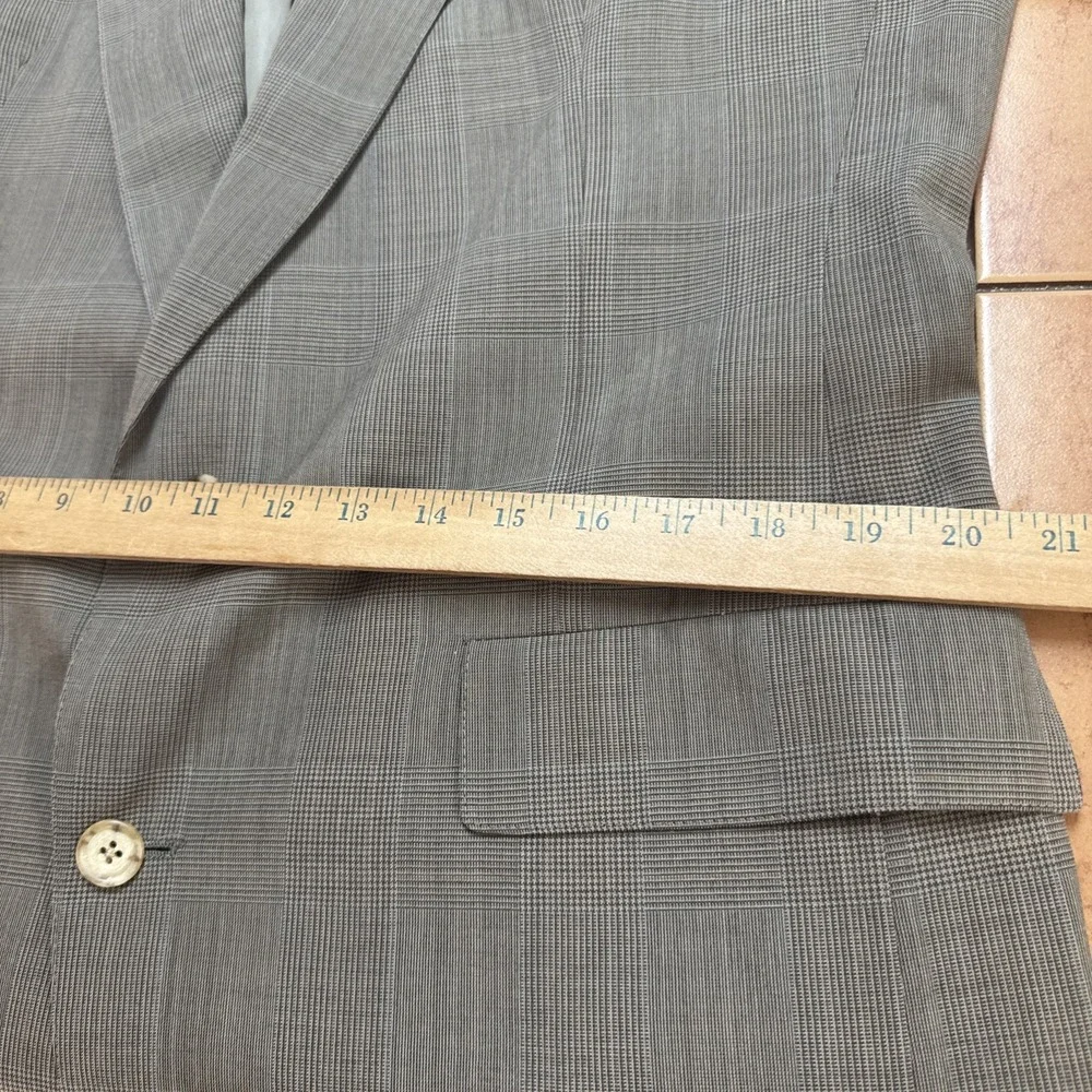 Hart Schaffner Marx Blazer Sz 42L Gray Plaid Sport Coat Suit Jacket USA VTG